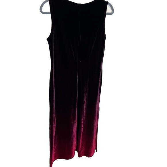 VINTAGE Kathie Lee Maxi Dress Women's Small Sleeveless Slit Burgundy Red Ombre - Picture 2 of 9